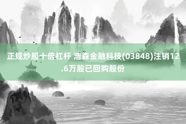 正规炒股十倍杠杆 浩森金融科技(03848)注销12.6万股已回购股份