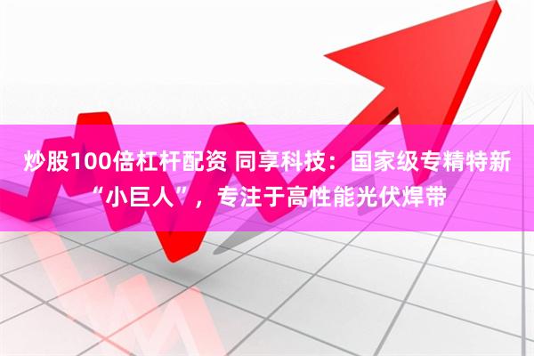 炒股100倍杠杆配资 同享科技：国家级专精特新“小巨人”，专注于高性能光伏焊带